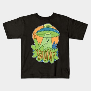 Alien I Believe UFO Abduction Kids T-Shirt